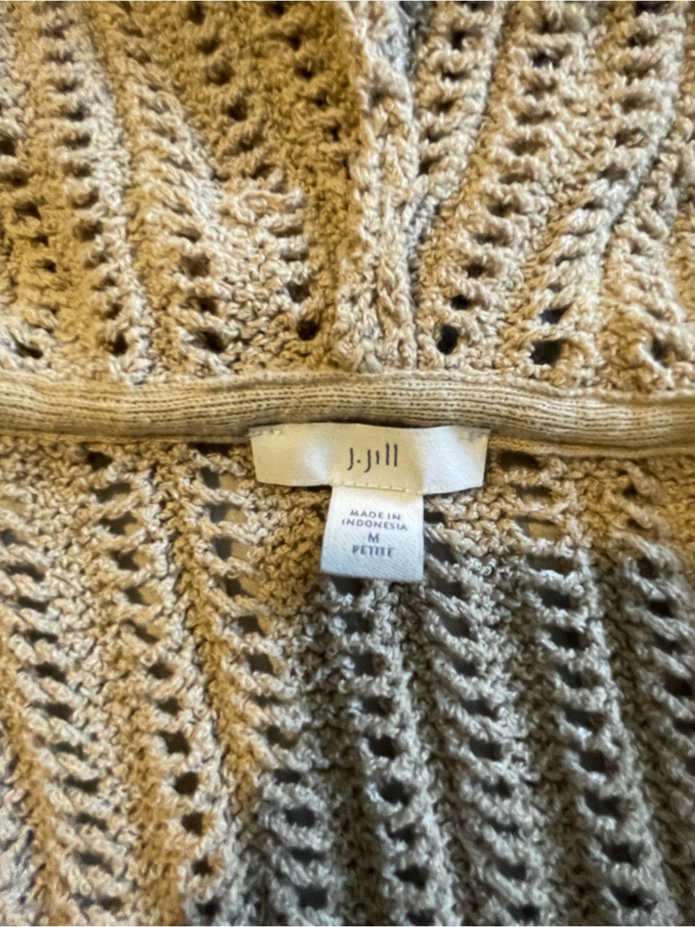 J. Jill Beige Open-Knit Ribbed Button Cardigan - Picture 4 of 4